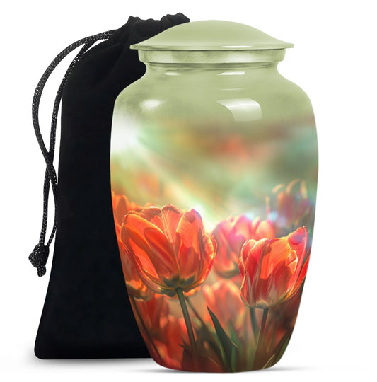 Tulips Theme Large Urn 10 Inch