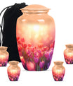 Tulips Theme Large Urn With 4 Keepsake Urn