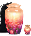 Tulips Theme Large Urn With 1 Keepsake Urn