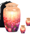 Tulips Theme Large Urn With 2 Keepsake Urn
