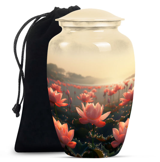 Lotus Theme Large Urn 10 Inch
