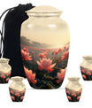 Lotus Theme Large Urn With 4 Keepsake Urn