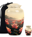 Lotus Theme Large Urn With 1 Keepsake Urn