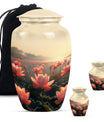 Lotus Theme Large Urn With 2 Keepsake Urn