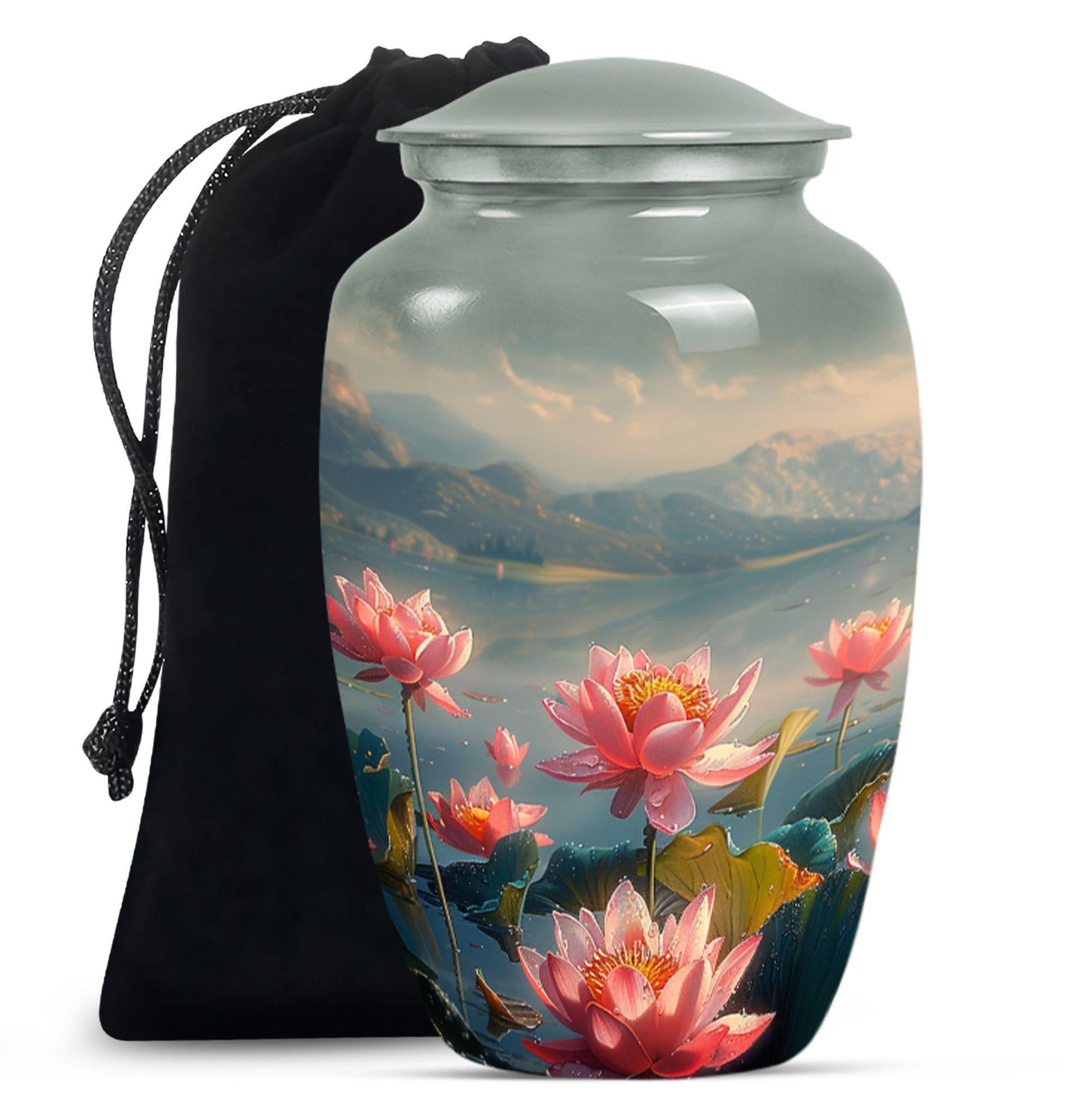 Lotus Theme Large Urn 10 Inch