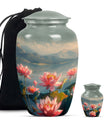 Lotus Theme Large Urn With 1 Keepsake Urn