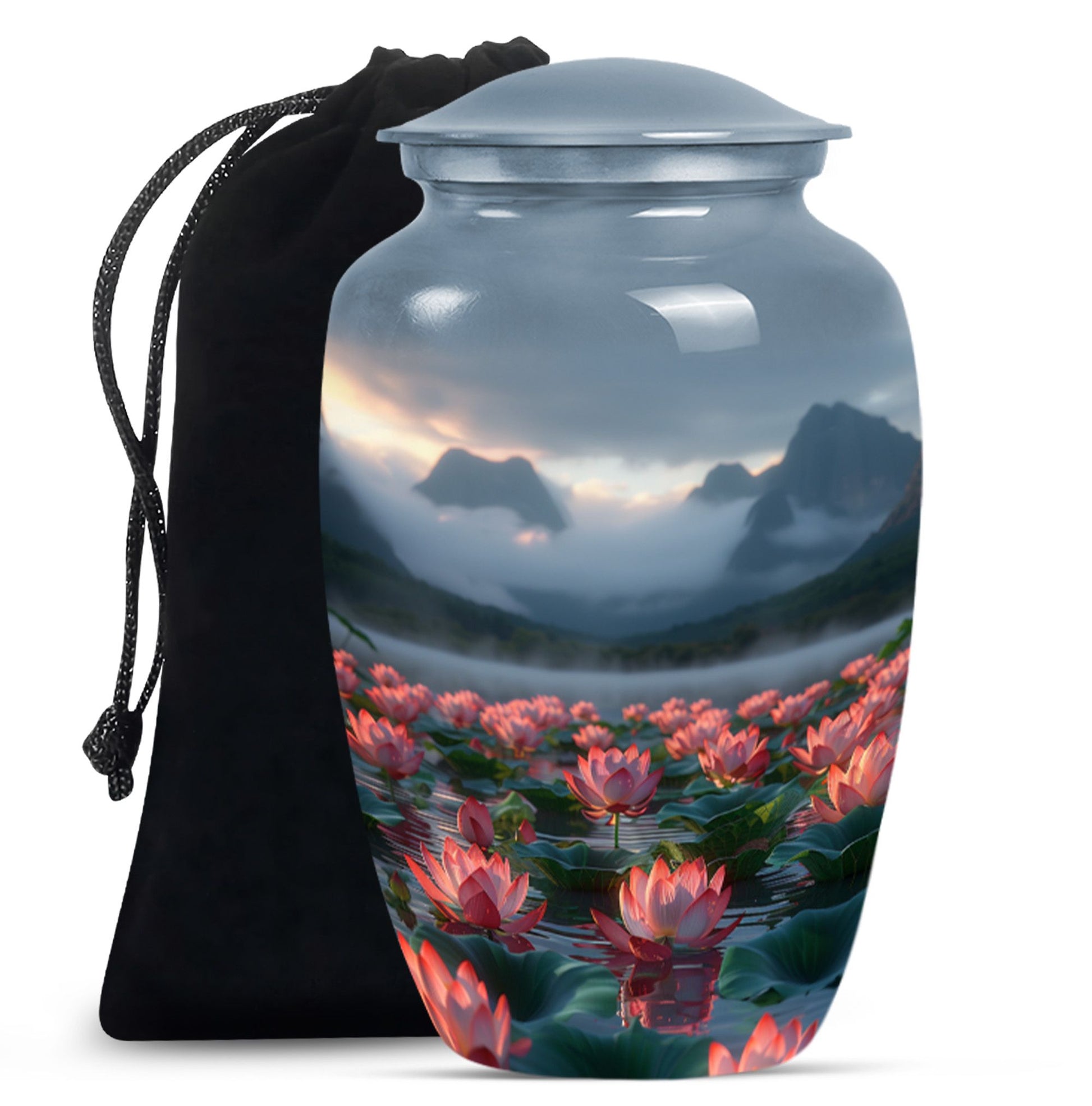 Lotus Theme Large Urn 10 Inch