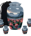 Lotus Theme Large Urn With 4 Keepsake Urn