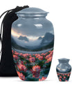 Lotus Theme Large Urn With 1 Keepsake Urn