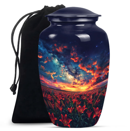 Lily Theme Large Urn 10 Inch