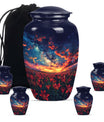 Lily Theme Large Urn With 4 Keepsake Urn