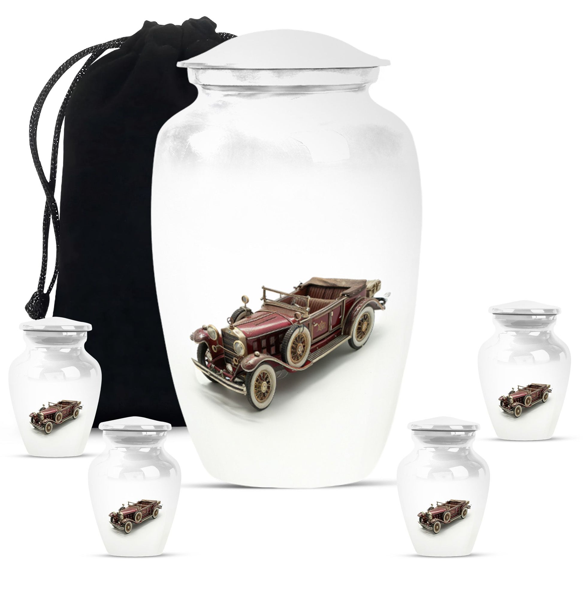 Car Theme Large Urn With 4 Keepsake Urn