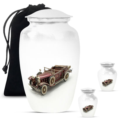 Car Theme Large Urn With 2 Keepsake Urn