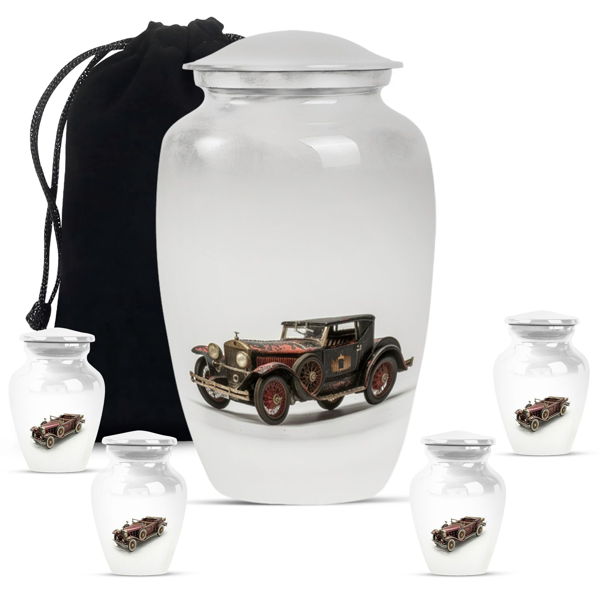 Car Theme Large Urn With 4 Keepsake Urn