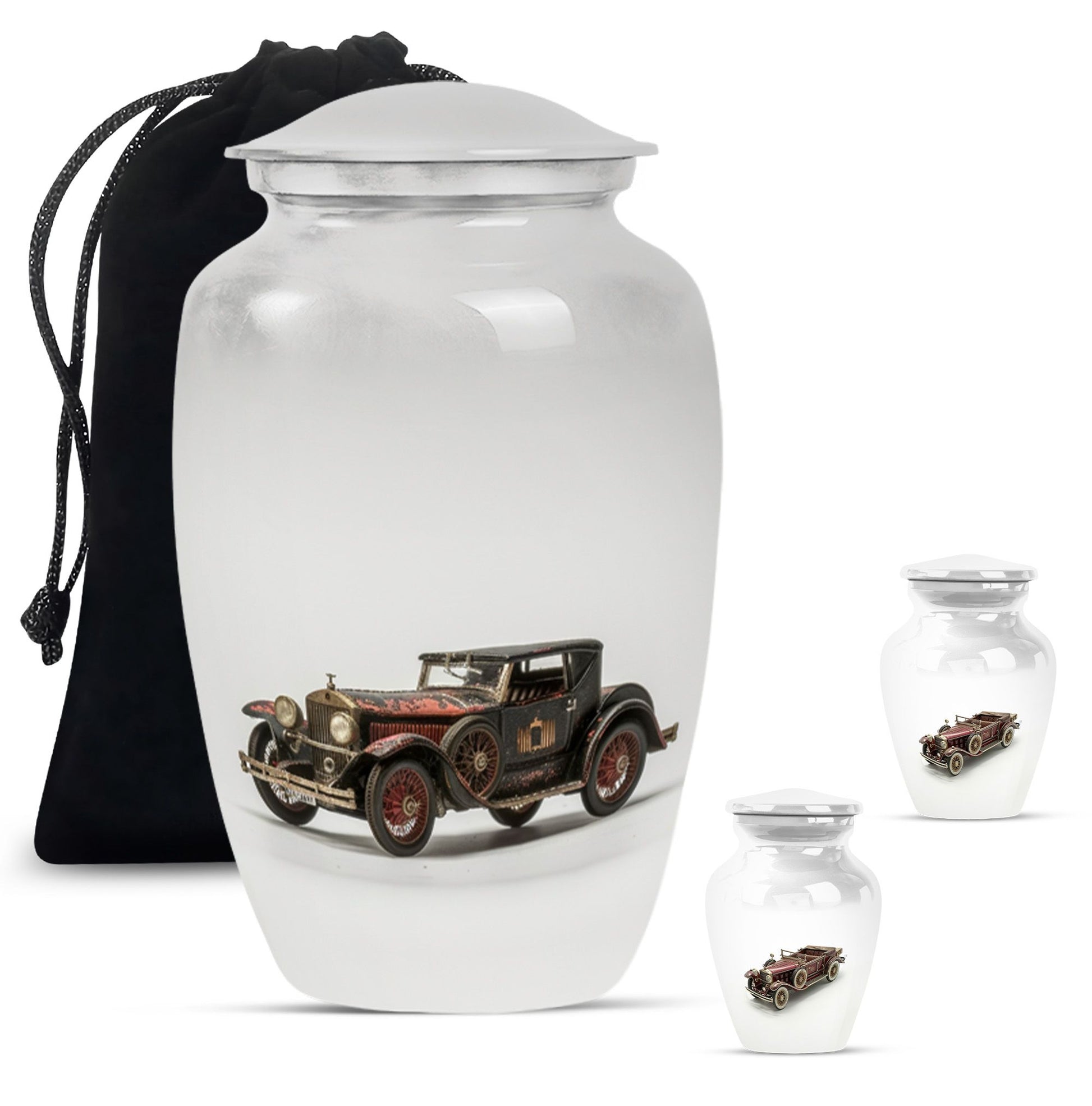 Car Theme Large Urn With 2 Keepsake Urn