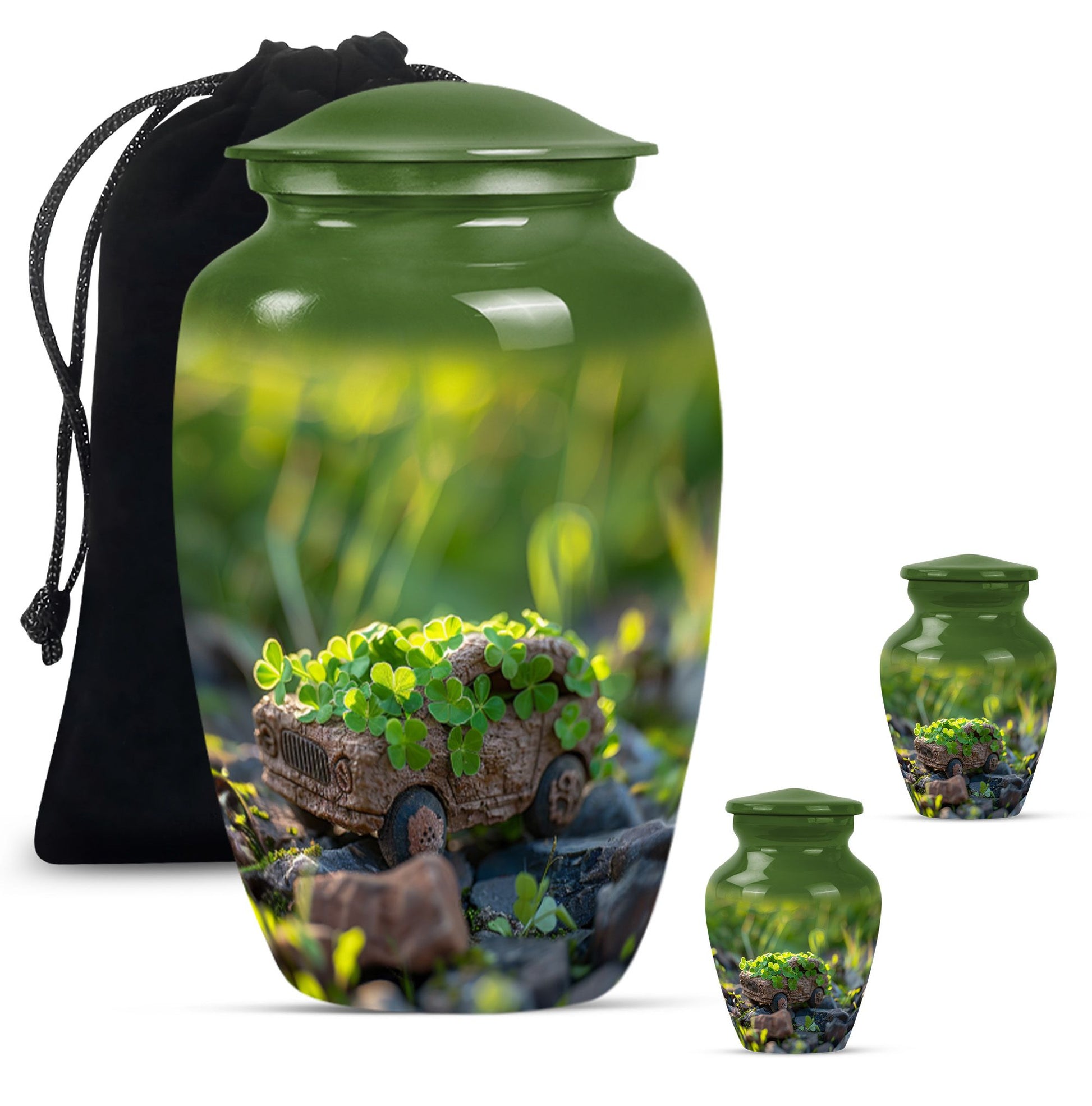 Car Theme Large Urn With 2 Keepsake Urn