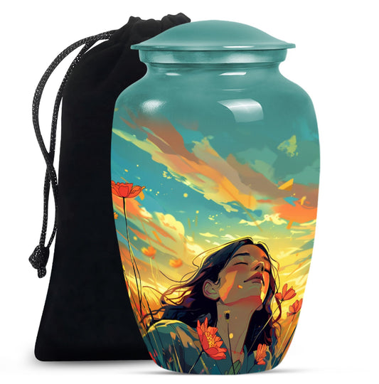 Flower Theme Large Urn 10 Inch