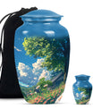 Flower Theme Large Urn With 1 Keepsake Urn