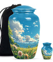 Flower Theme Large Urn With 1 Keepsake Urn