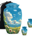 Flower Theme Large Urn With 2 Keepsake Urn