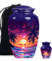 Sunset Theme Large Urn With 1 Keepsake Urn