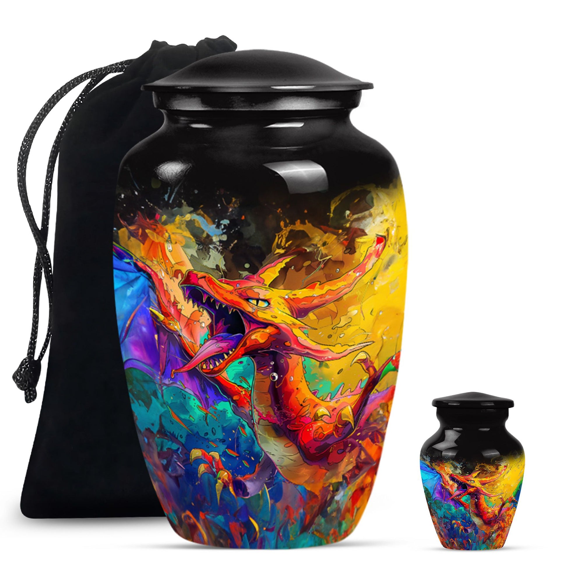 Dragon Theme Large Urn With 1 Keepsake Urn