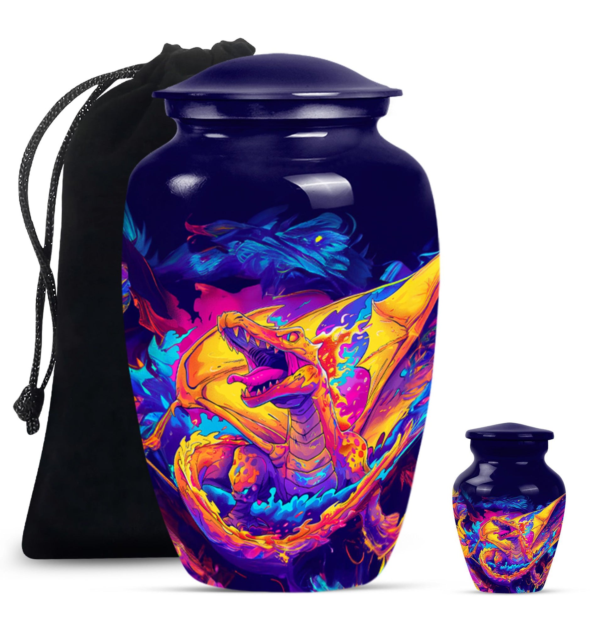 Dragon Theme Large Urn With 1 Keepsake Urn