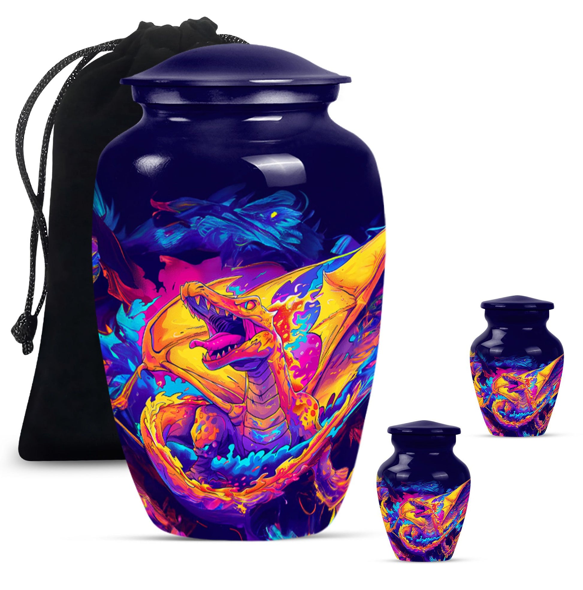 Dragon Theme Large Urn With 2 Keepsake Urn