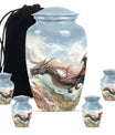 Dragon Theme Large Urn With 4 Keepsake Urn