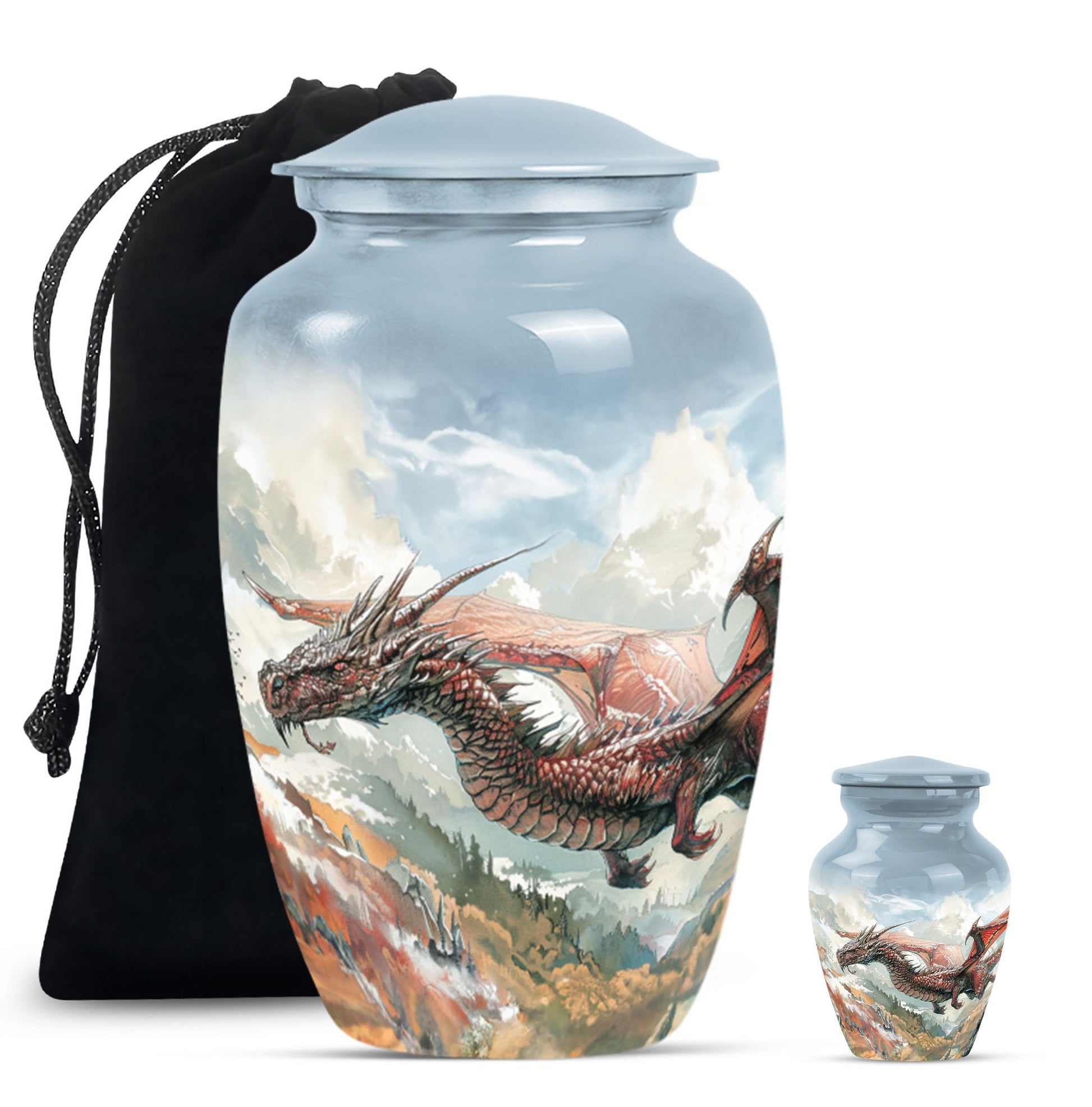 Dragon Theme Large Urn With 1 Keepsake Urn