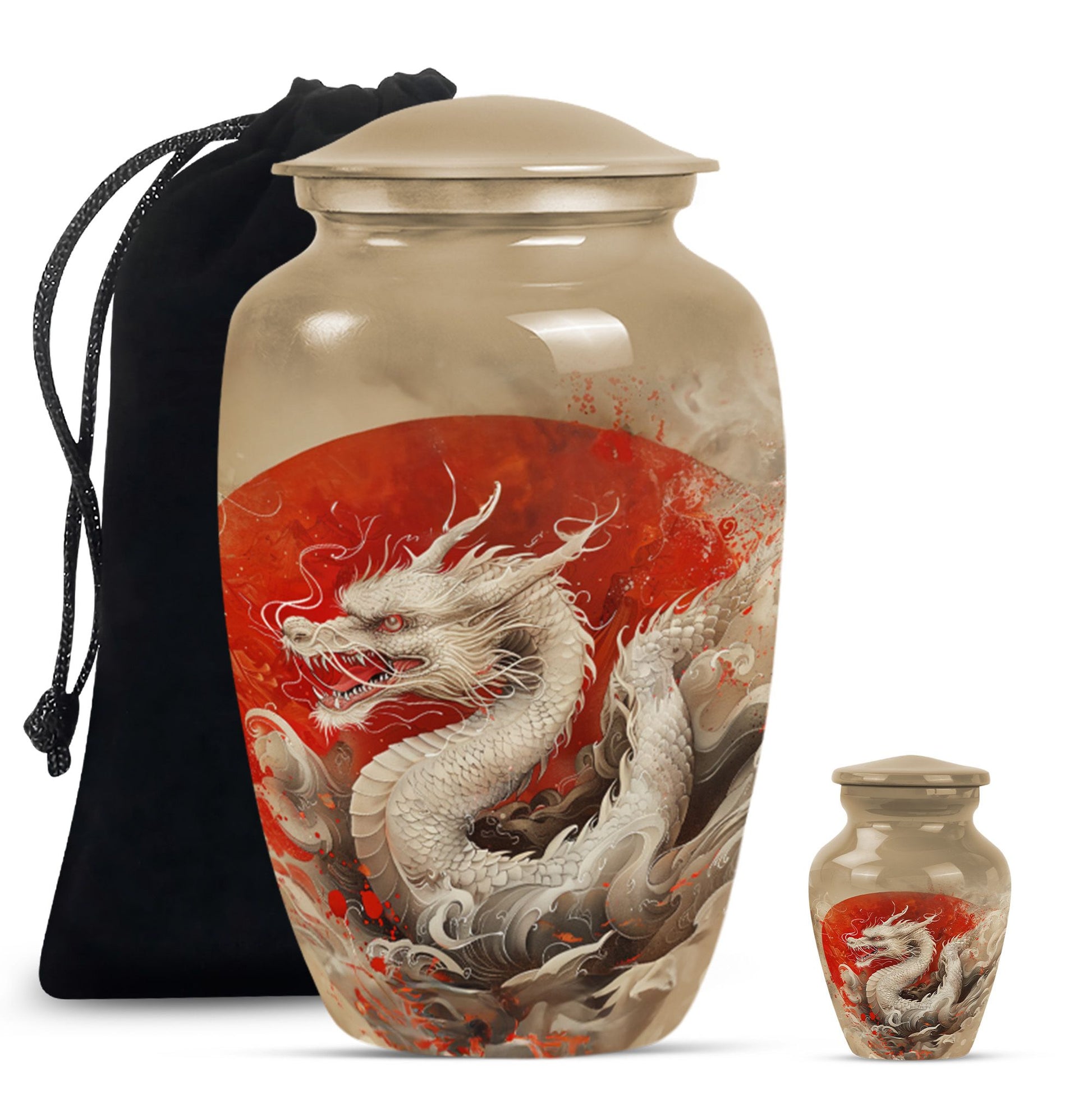Dragon Theme Large Urn With 1 Keepsake Urn