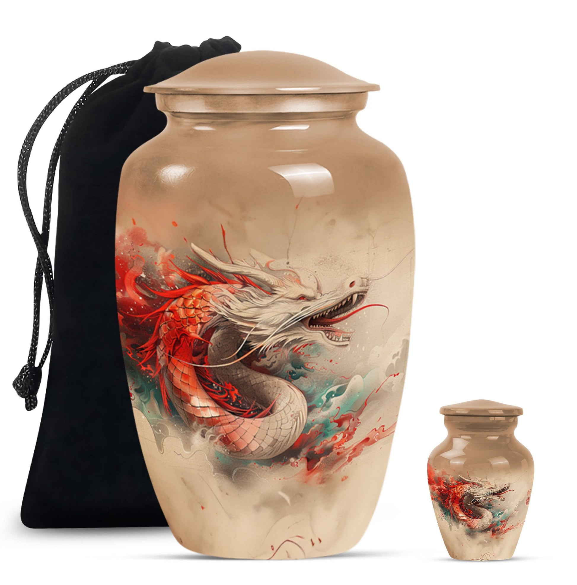 Dragon Theme Large Urn With 1 Keepsake Urn