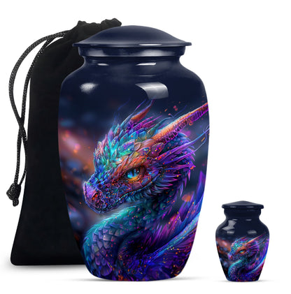 Dragon Theme Large Urn With 1 Keepsake Urn