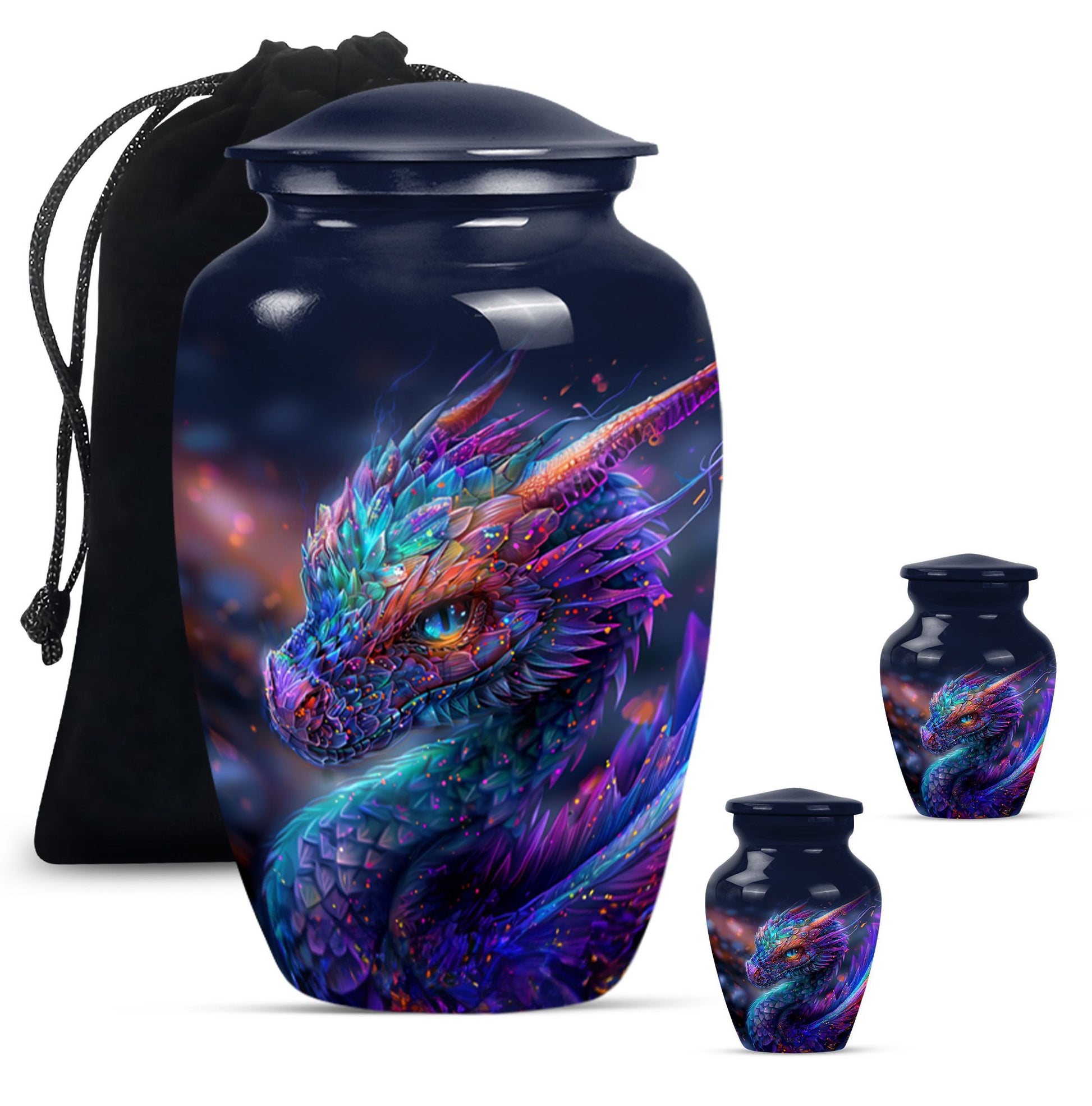 Dragon Theme Large Urn With 2 Keepsake Urn