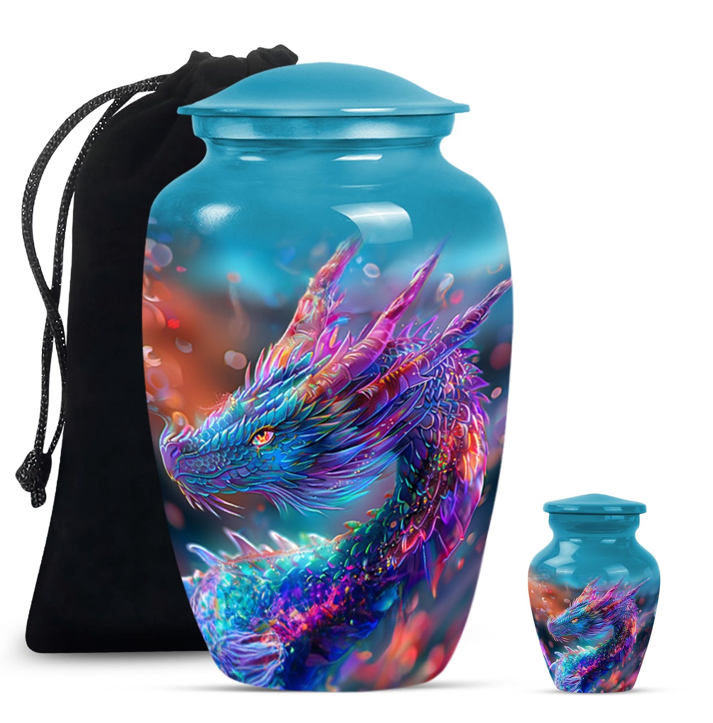 Dragon Theme Large Urn With 1 Keepsake Urn