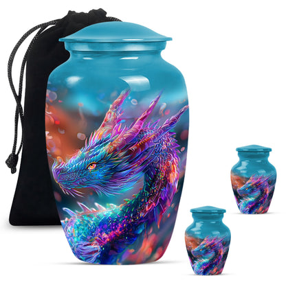 Dragon Theme Large Urn With 2 Keepsake Urn