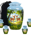 Deer Theme Large Urn With 4 Keepsake Urn