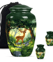 Deer Theme Large Urn With 2 Keepsake Urn