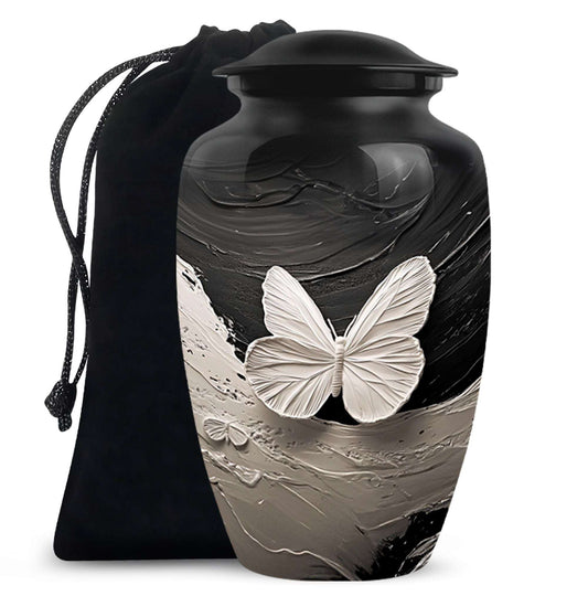Butterfly Cremation Urn – Black & White Burial Urns For Ashes