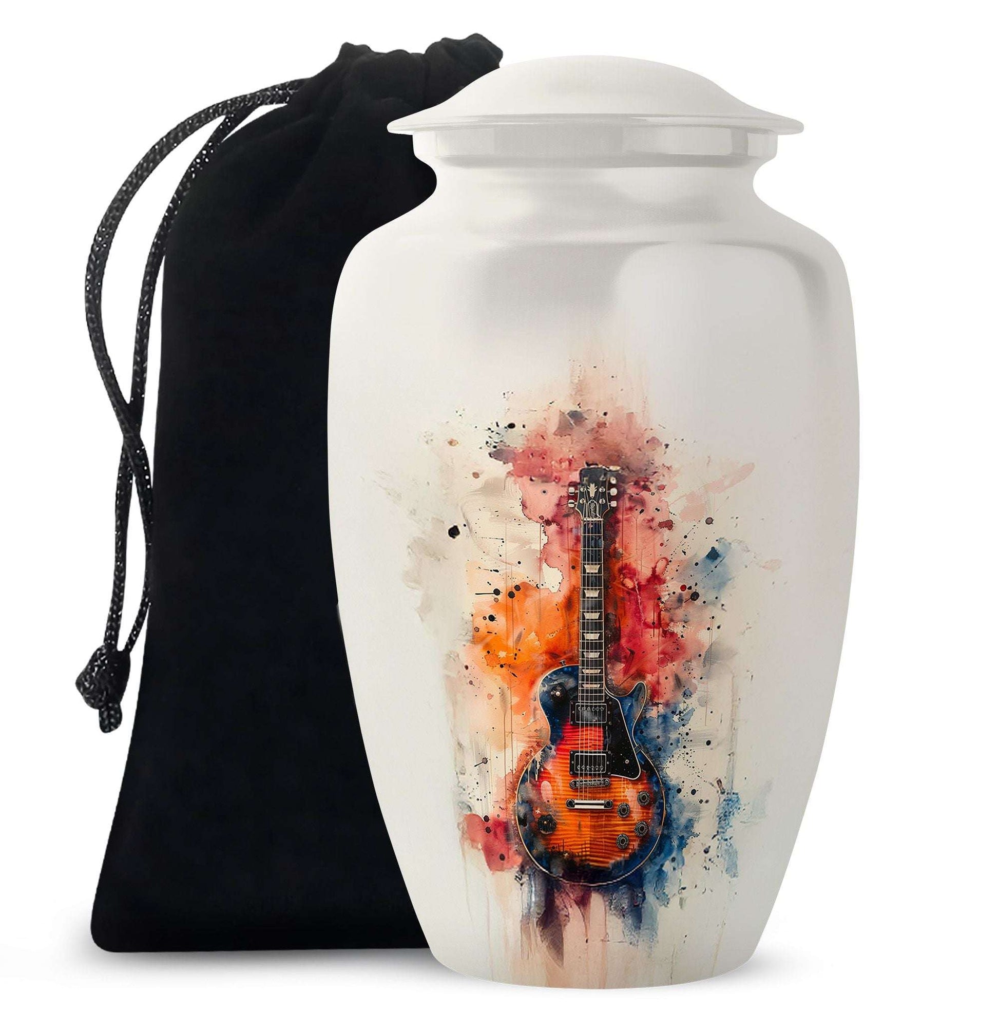 Guitar Large Cremation Urn for Adult Human Ashes - Colorful Guitar Urn For Musicians