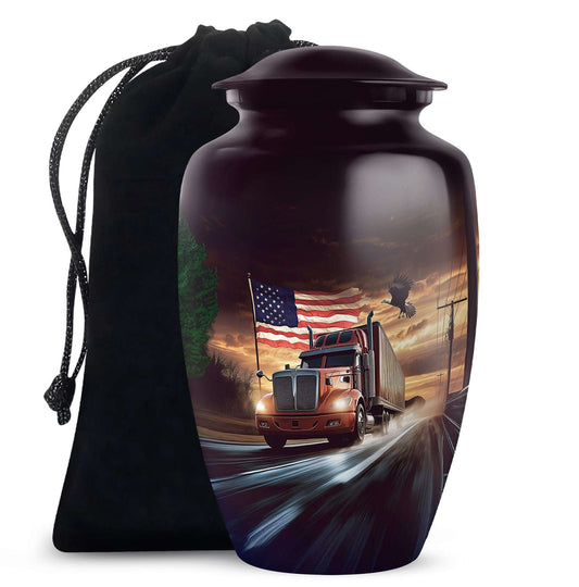 Trucker Ashes Keepsake For Men – Patriotic Ash Urns For Human Male