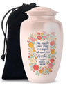 Light Pink Cremation Memorial Urn – Pink Floral Tribute with Quote Urn For Mom
