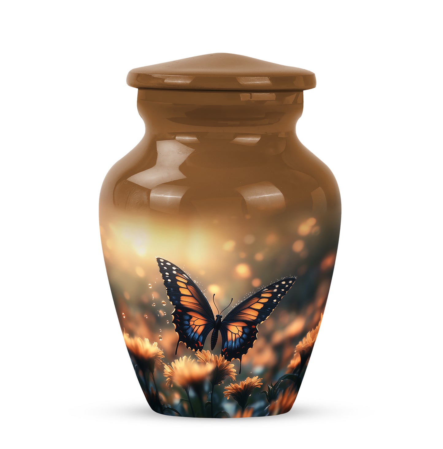Gold Butterfly Sentinel Cremation Urns for Human Ashes - 10-inch, 200 cu in - Yatskia