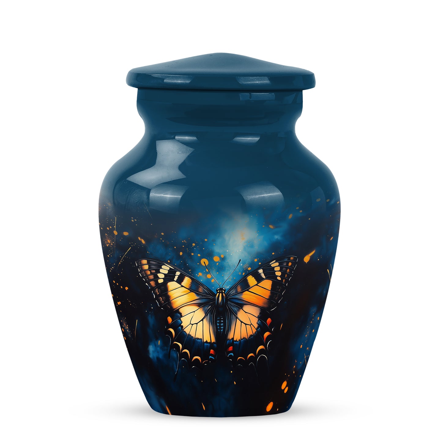 Blue Treasured Butterfly Cremation Urns for Human Ashes - 10-inch, 200 cu in - Yatskia