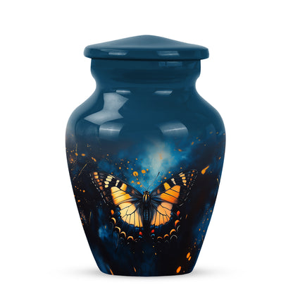 Blue Treasured Butterfly Cremation Urns for Human Ashes - 10-inch, 200 cu in - Yatskia