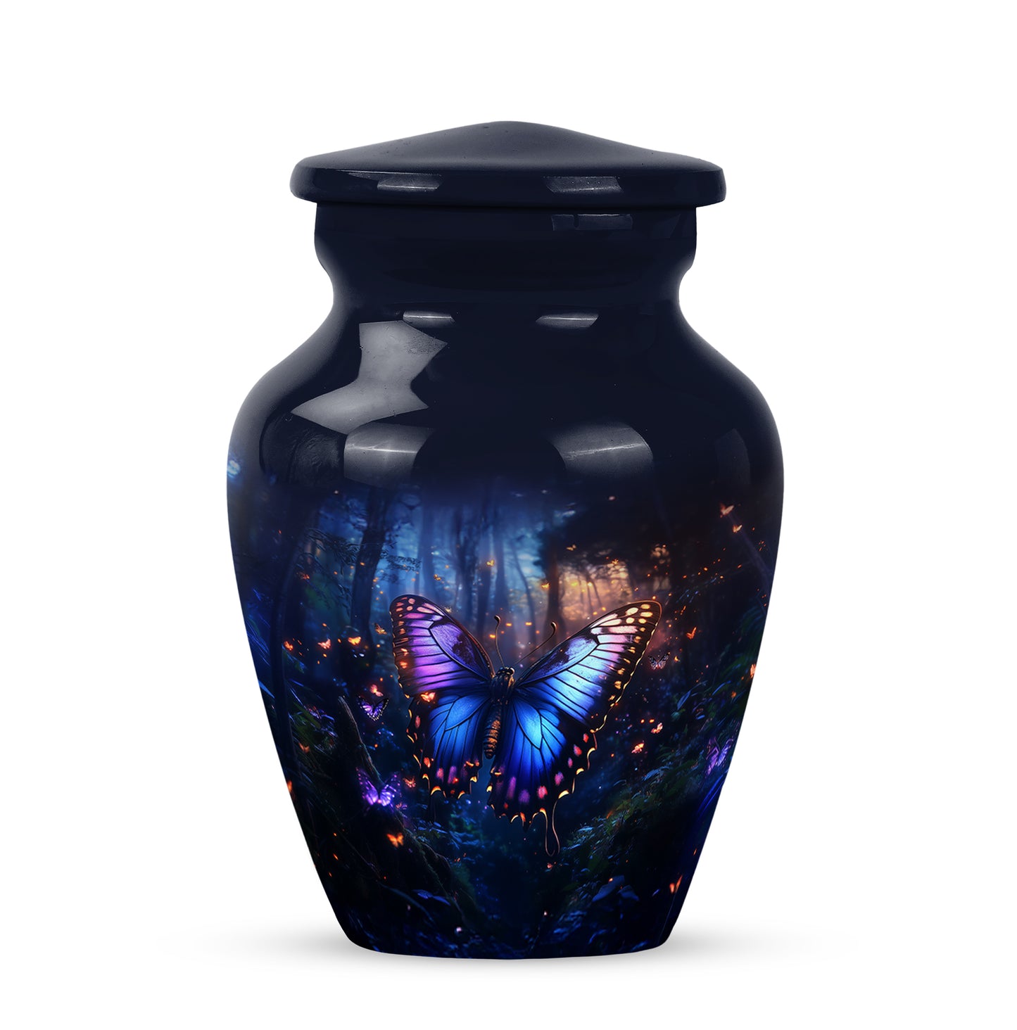 Blue Venerable Butterfly Cremation Urns for Human Ashes - 10-inch, 200 cu in - Yatskia