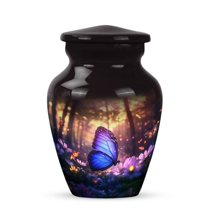 Graceful Black Butterfly Reflection Urn for Human Ashes - 10-inch, 200 cu in - Yatskia