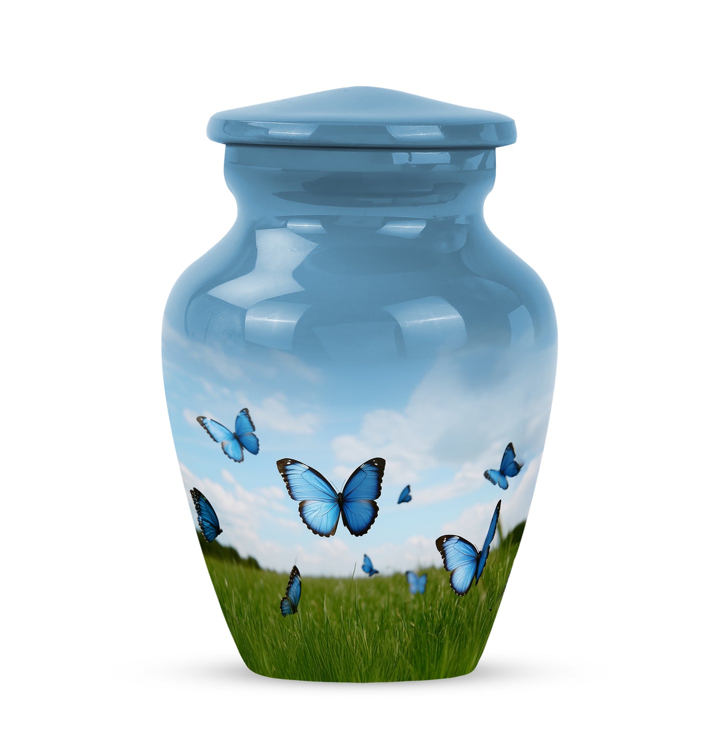 Personalized Blue Butterfly Cremation Urns for Ashes - Enchanting 10-inch - Yatskia