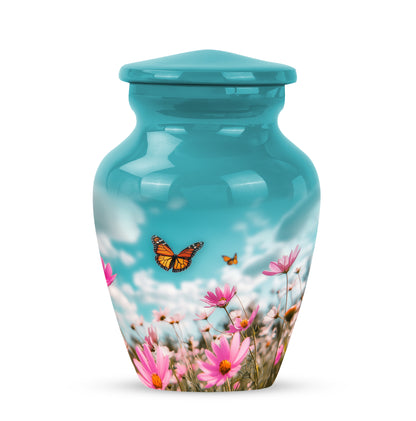 Dignified Teal Butterfly Cremation Urn for Ashes - 10-inch, 200 cu in - Yatskia