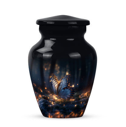 Personalized Butterfly Cremation Urns - Wondrous Black 10-inch, 200 cu in - Yatskia